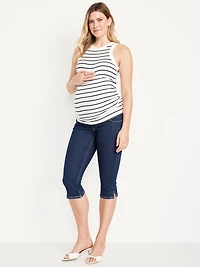 Maternity Rollover-Panel Slim Capri Jeans