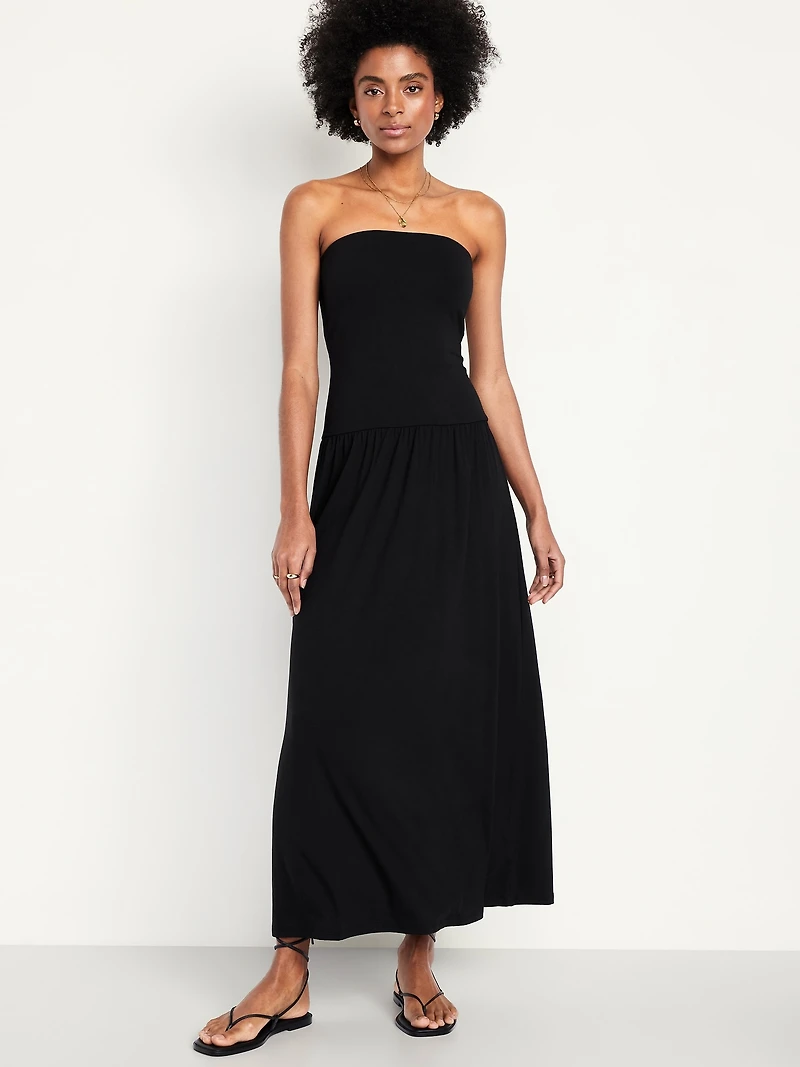 Fit & Flare Drop-Waist Maxi Dress