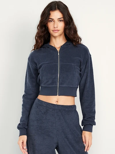 Cropped Terry Zip Hoodie