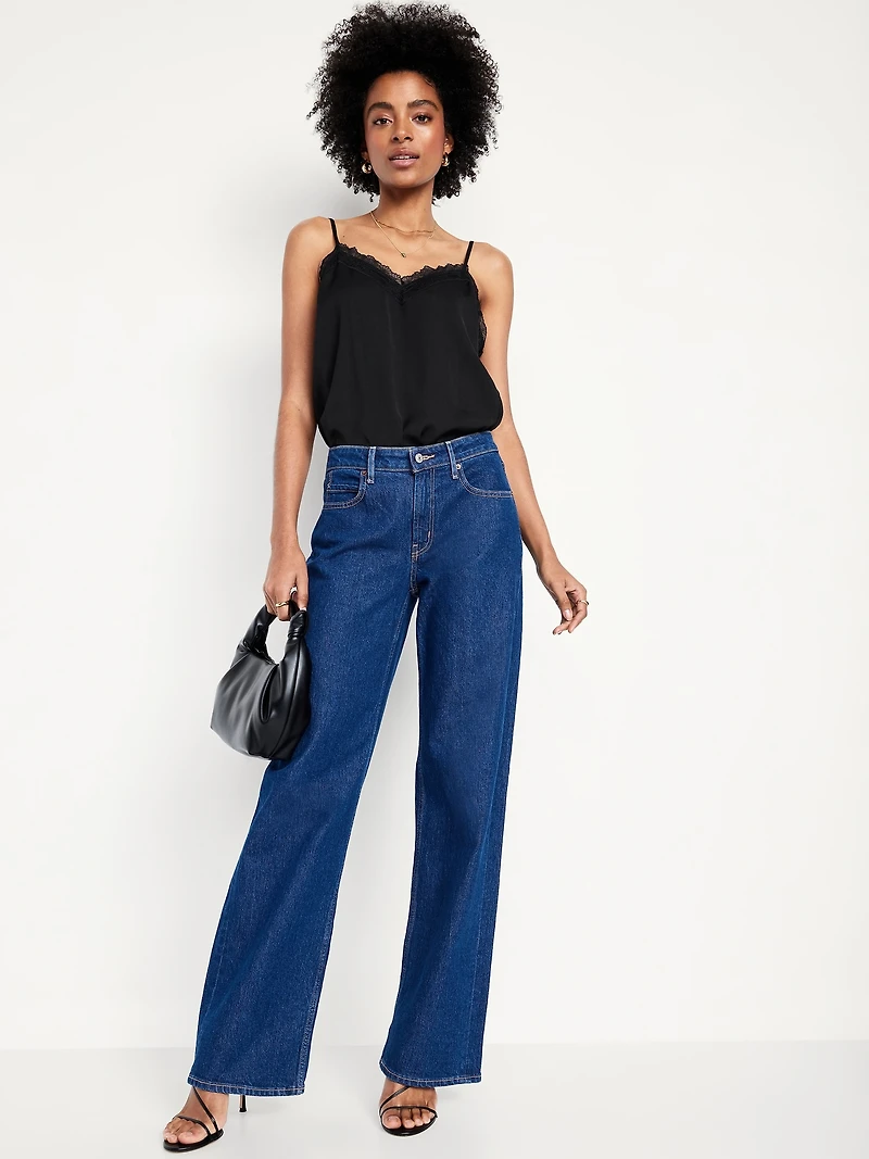 Lace-Trim Satin Cami Top