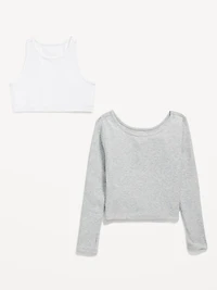 2-In-1 Ribbed Performance Top for Girls
