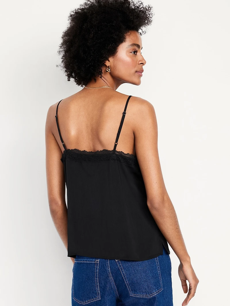 Lace-Trim Satin Cami Top