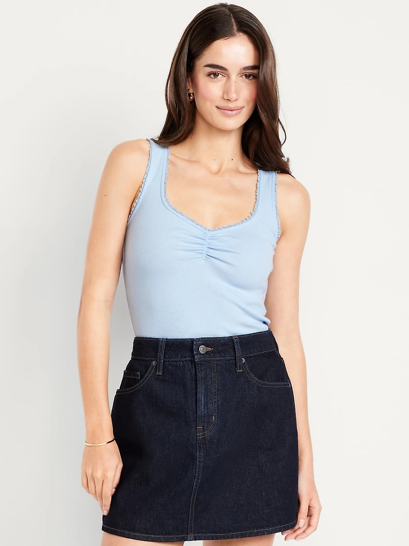 Ribbed Cinched-Front Tank Top