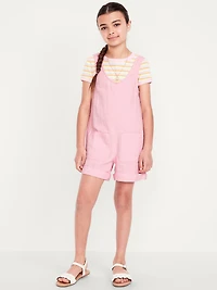 Sleeveless Double-Weave Pocket Romper for Girls