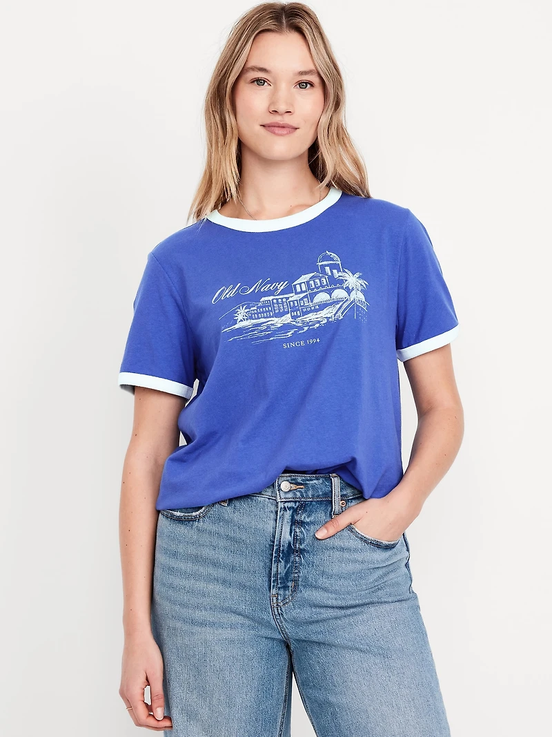 EveryWear Logo-Graphic Ringer T-Shirt