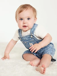 Loose Printed Jean Shortalls for Baby