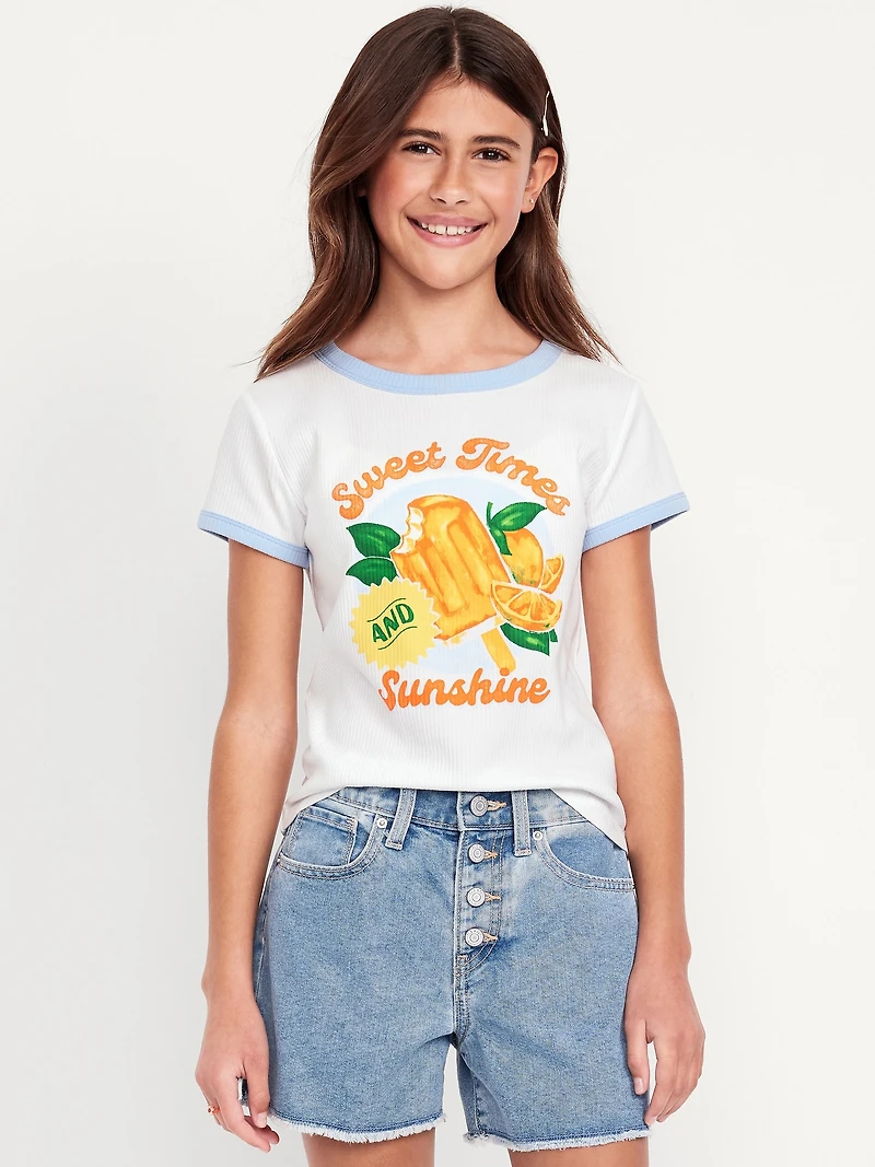 Fitted Ribbed Ringer T-Shirt for Girls