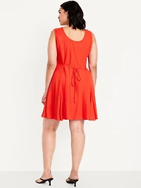 Fit & Flare Crepe Button-Front Mini Dress
