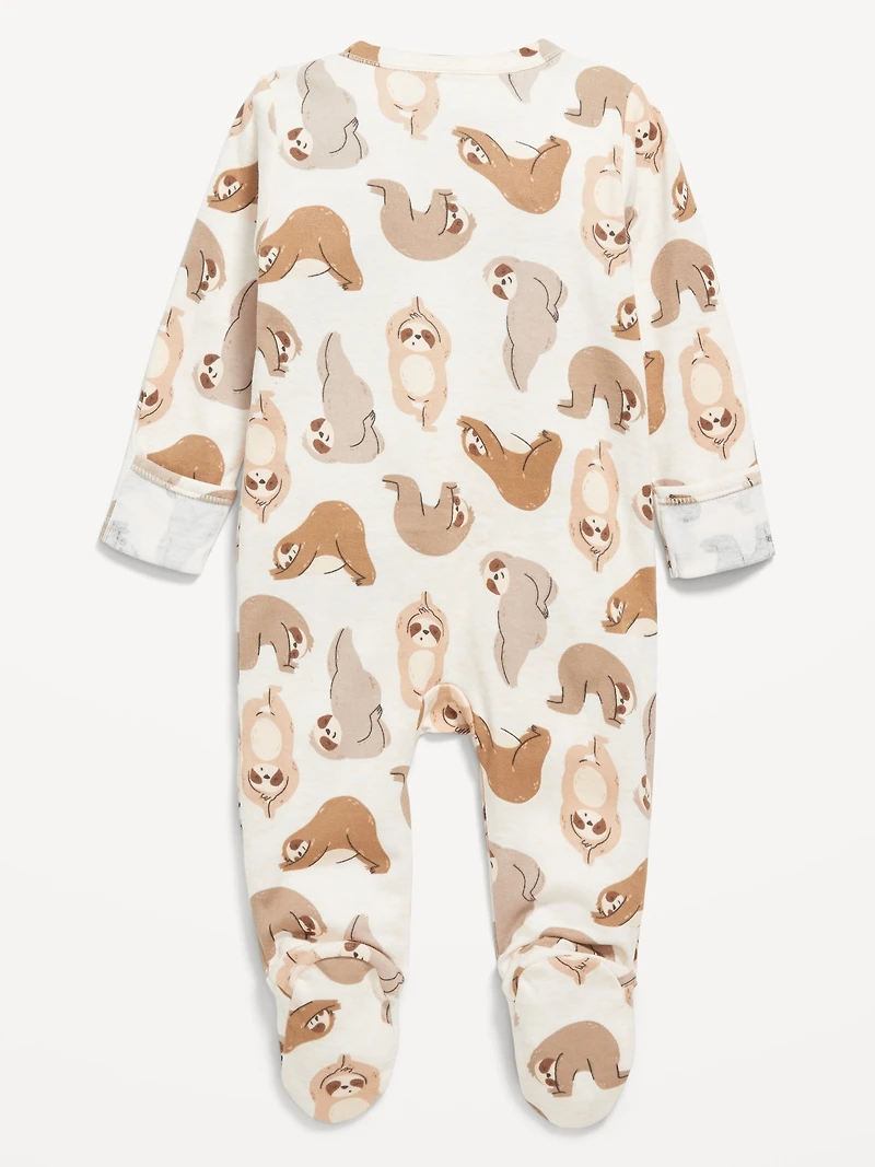 Unisex 2-Way-Zip Printed Sleep & Play Footed One-Piece for Baby