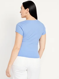 Square-Neck Ribbed T-Shirt