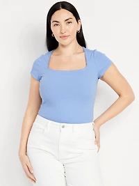 Square-Neck Ribbed T-Shirt