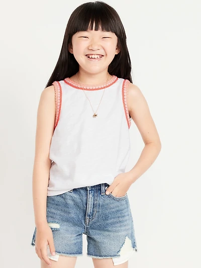 Sleeveless Crochet-Trim Top for Girls