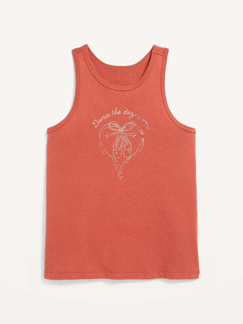 Fitted Back Cutout Graphic Tank Top for Girls