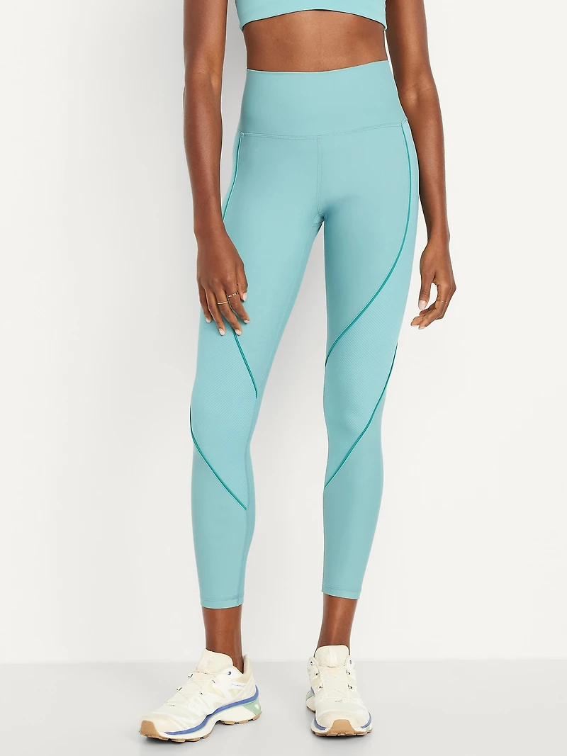 High-Waisted PowerSoft Rib Mix 7/8 Leggings