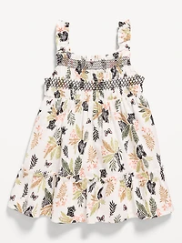 Printed Sleeveless Ruffle-Trim Smocked Dress for Baby