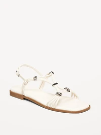Faux-Leather Strappy Hardware Sandals