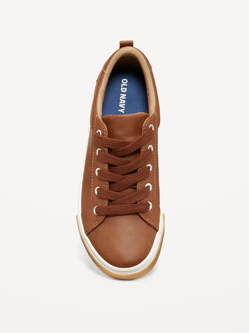 Faux-Leather Gender-Neutral Lace-Up Sneakers for Kids