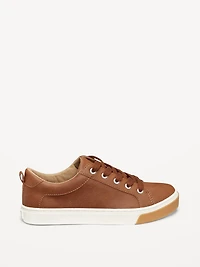Faux-Leather Gender-Neutral Lace-Up Sneakers for Kids
