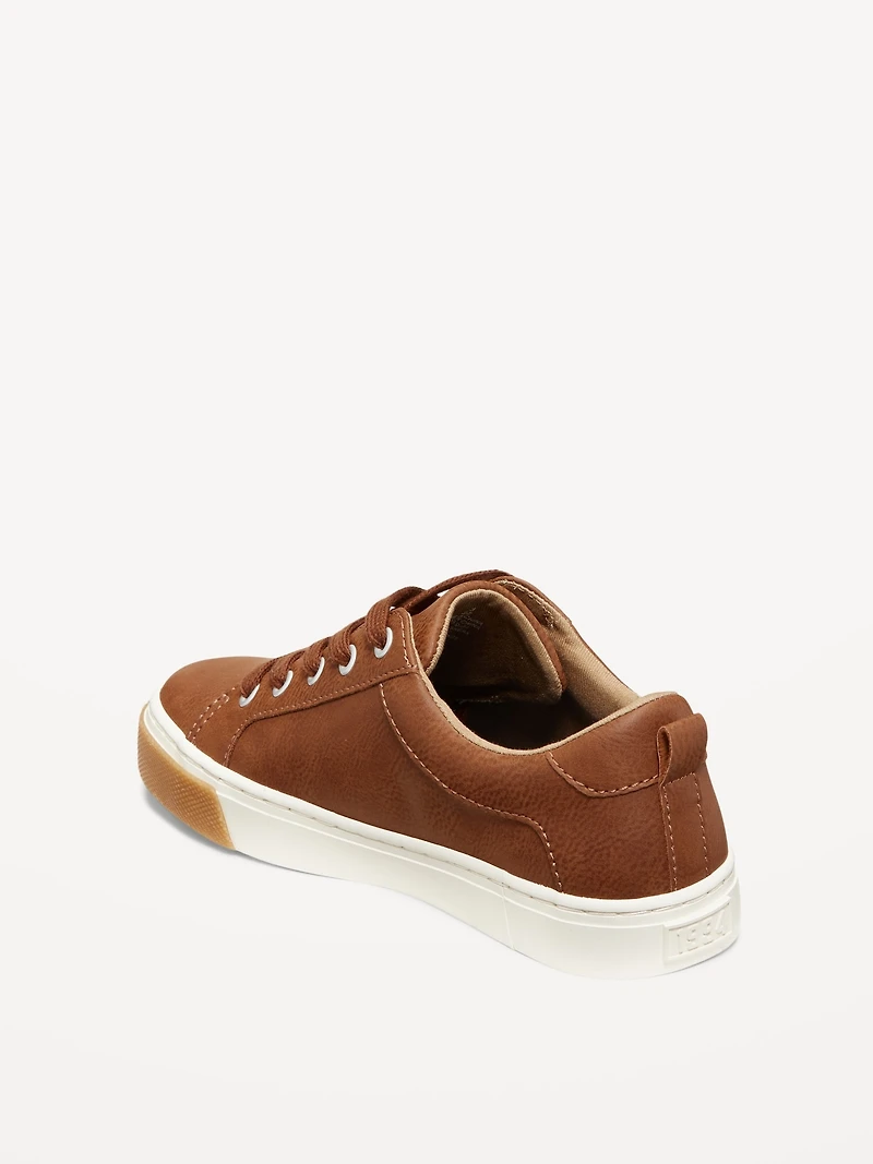 Faux-Leather Gender-Neutral Lace-Up Sneakers for Kids