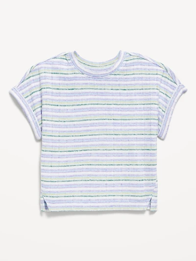 Printed Dolman-Sleeve Rib-Knit T-Shirt for Toddler Girls