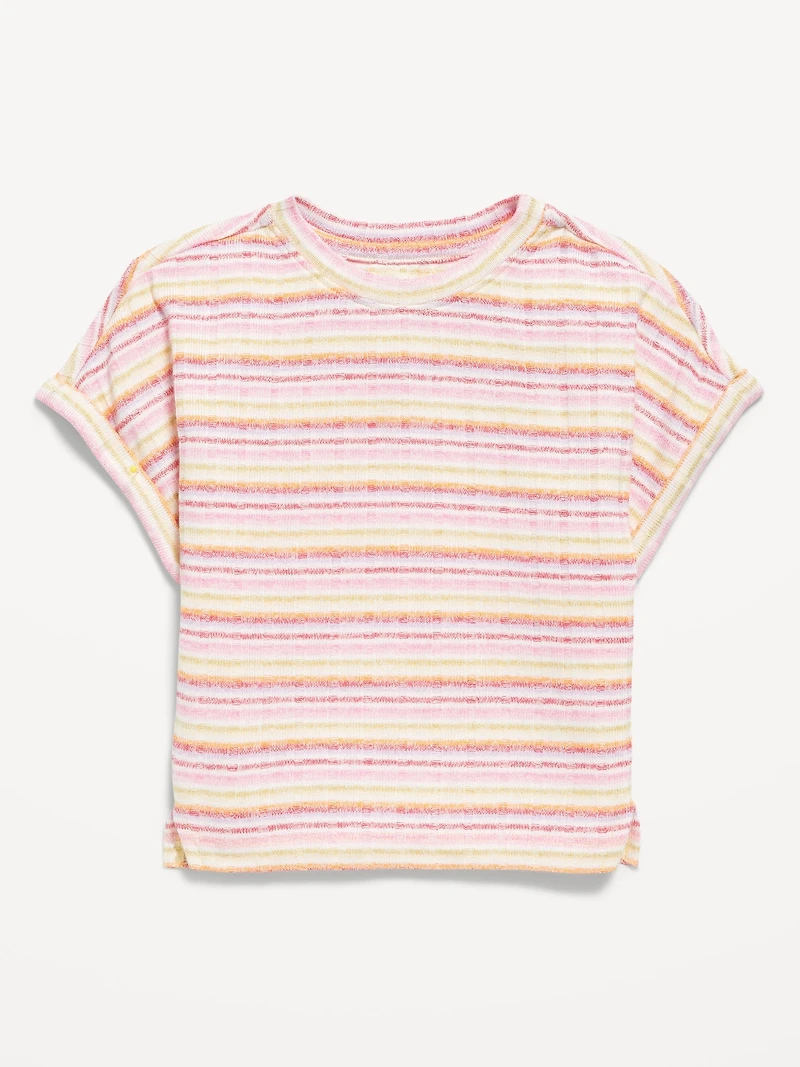 Printed Dolman-Sleeve Rib-Knit T-Shirt for Toddler Girls