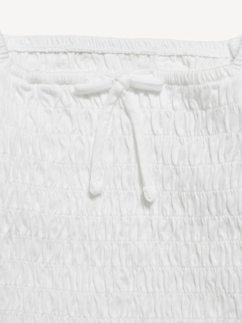 Short Puff-Sleeve Smocked Top for Girls