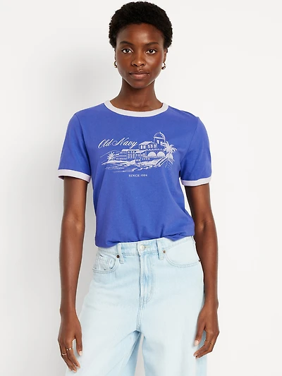 EveryWear Logo-Graphic Ringer T-Shirt