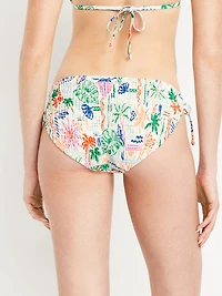 Mid-Rise Textured String Bikini Swim Bottoms