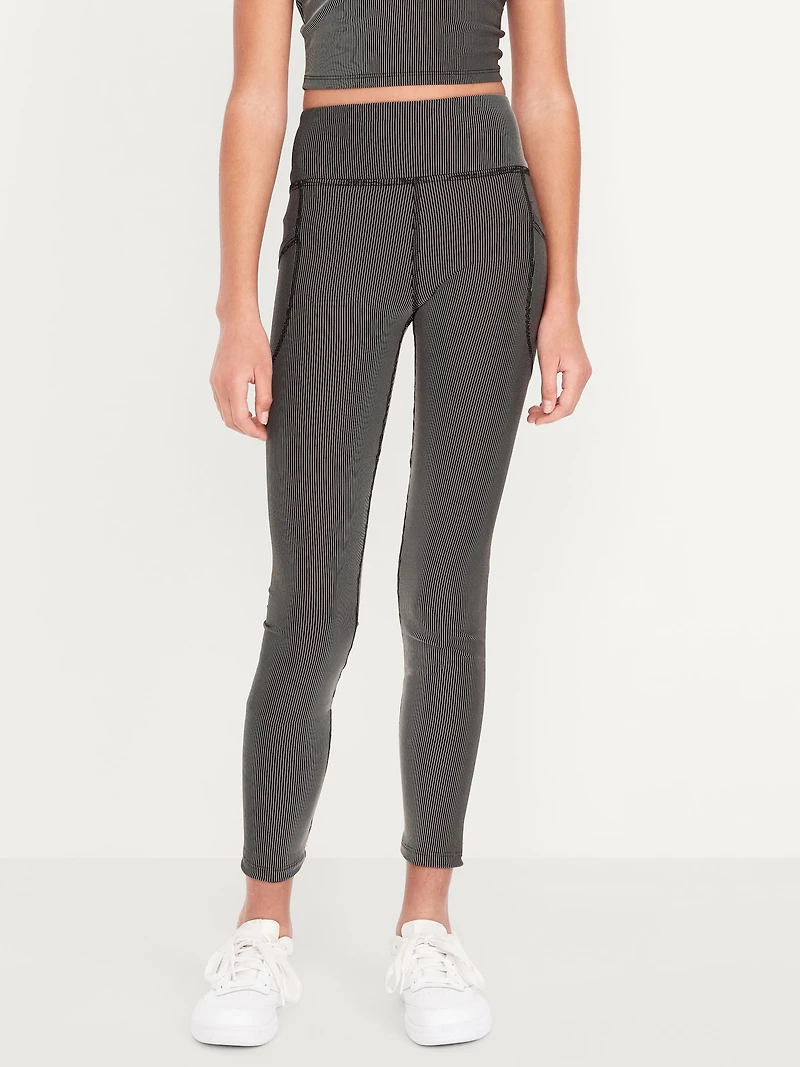 High-Waisted PowerSoft Ribbed Performance 7/8 Leggings for Girls