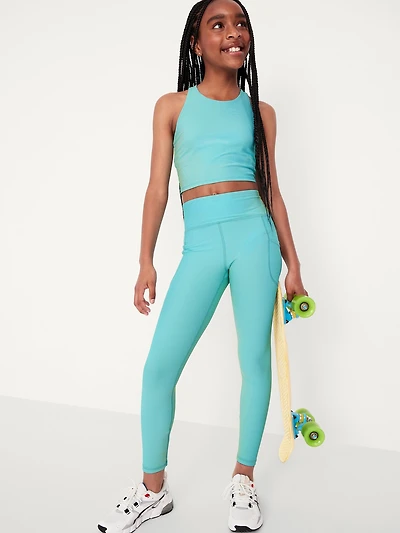 High-Waisted PowerSoft Ribbed Performance 7/8 Leggings for Girls