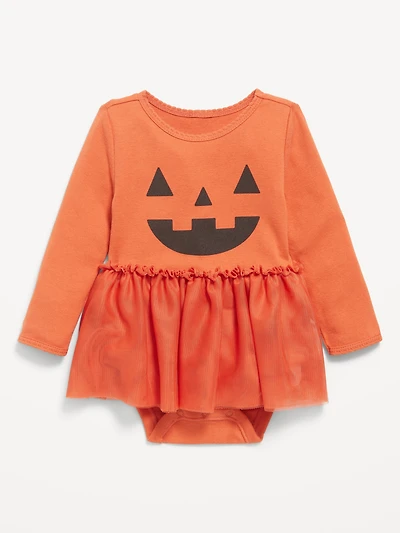 Long-Sleeve Graphic Bodysuit Tutu Dress for Baby