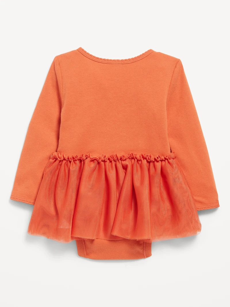 Long-Sleeve Graphic Bodysuit Tutu Dress for Baby