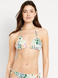 Textured Triangle String Bikini Swim Top