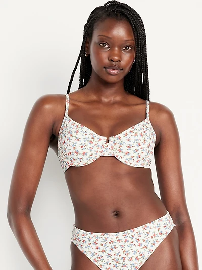 Textured Underwire Balconette Swim Top