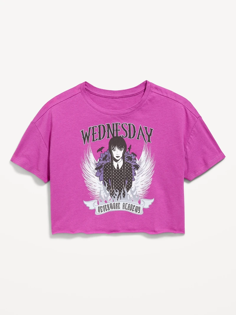 Wednesday™ Oversized Cropped Graphic T-Shirt for Girls