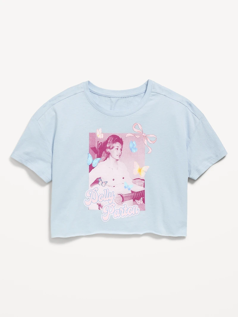 Dolly Parton™ Oversized Cropped Graphic T-Shirt for Girls