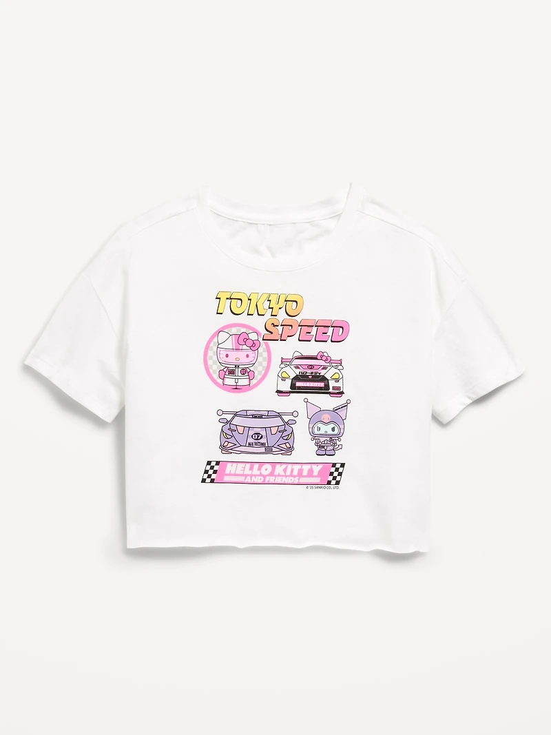 Hello Kitty® Oversized Cropped Graphic T-Shirt for Girls