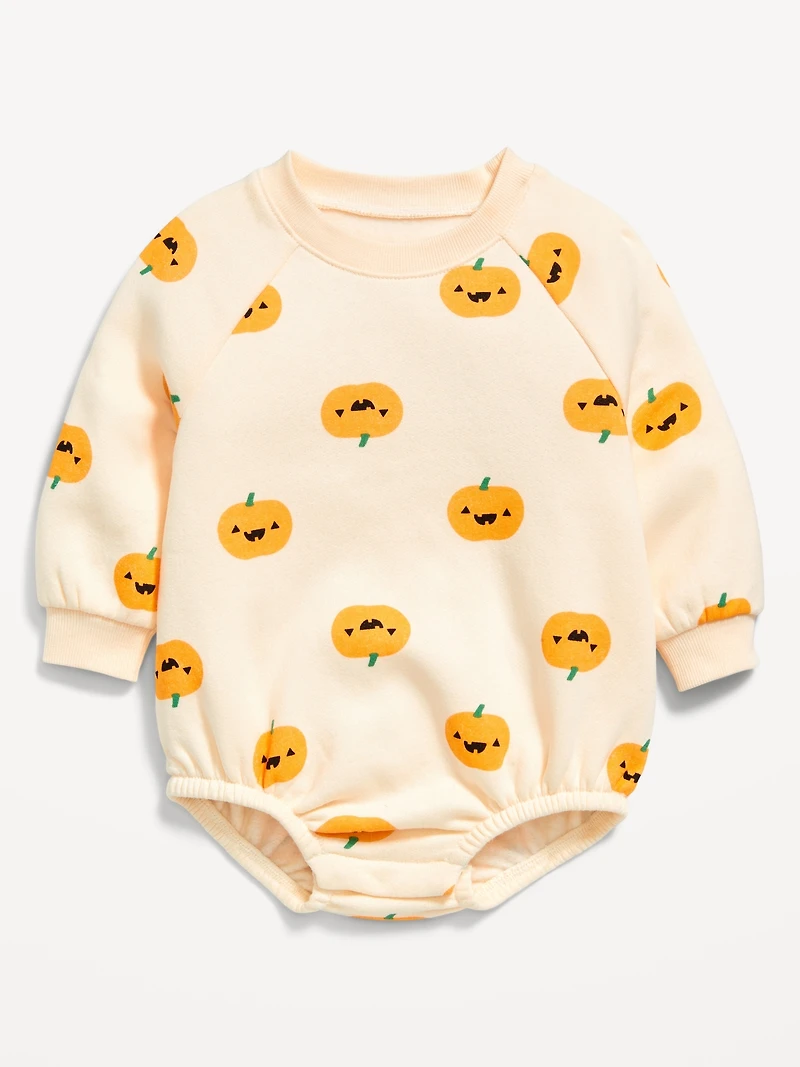Printed Long-Sleeve Fleece Bodysuit for Baby