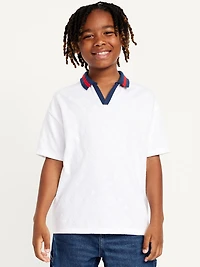 Short-Sleeve Textured-Knit Collared Shirt for Boys