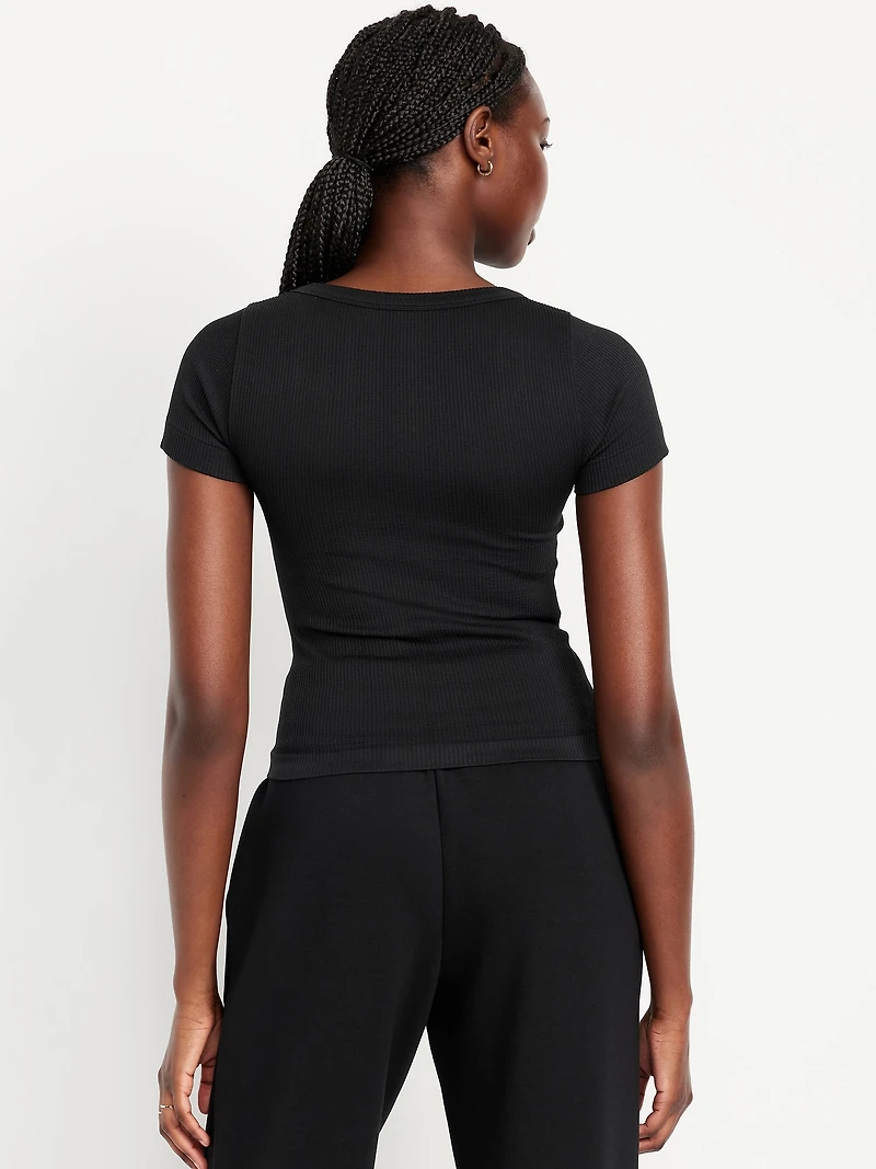 Exhale Seamless Cropped Rib T-Shirt
