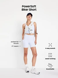 High-Waisted PowerSoft Pocket Biker Shorts - 6-inch inseam
