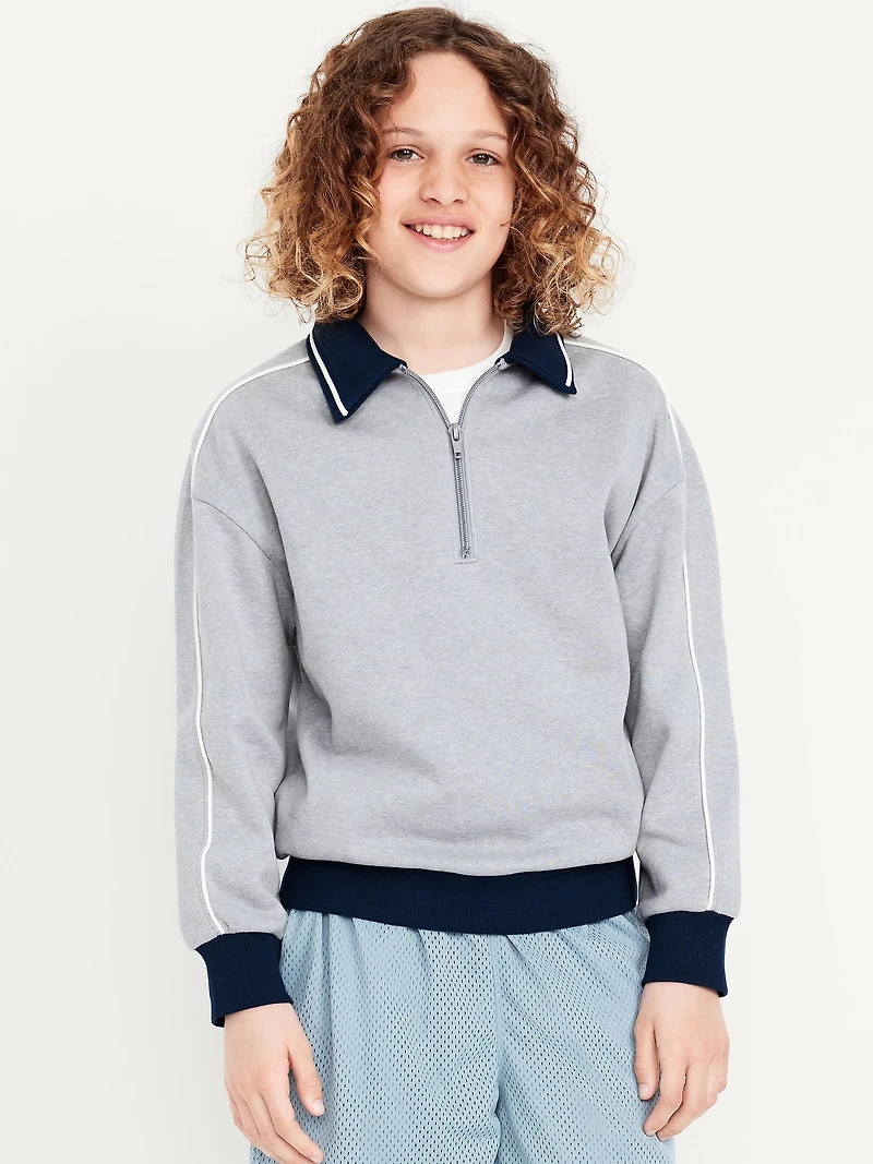 Collared Quarter-Zip Fleece Sweatshirt for Boys