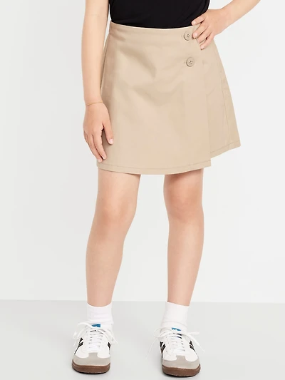 School Uniform Wrap-Front Skort for Girls