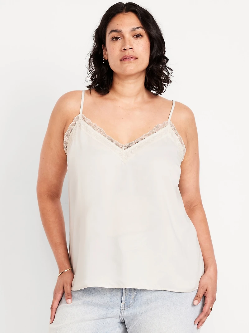 Lace-Trim Satin Cami Top