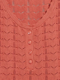 Sleeveless Pointelle Cropped Henley Top