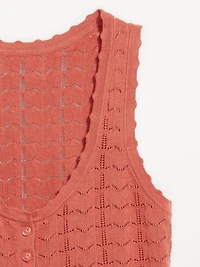 Sleeveless Pointelle Cropped Henley Top