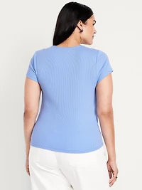 Square-Neck Ribbed T-Shirt