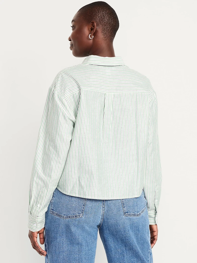 Cropped Button-Down Oxford Shirt