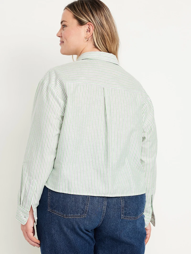 Cropped Button-Down Oxford Shirt