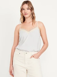 Lace-Trim Satin Cami Top